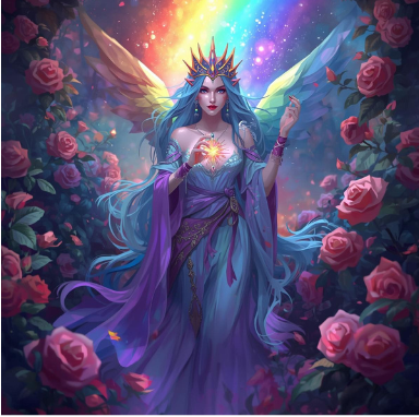 Regenbogenkönigin Linda-Rosa im Abendlich